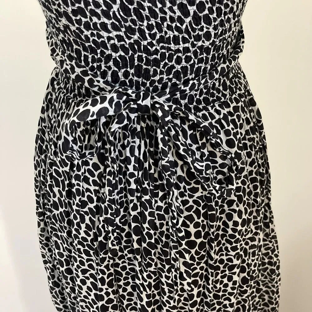 Papillon Womens Dress S Bohemian Sleeveless Maxi White Black V-neck Flowy - Picture 4 of 11